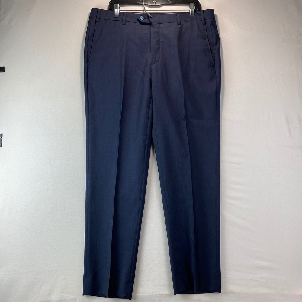 Sartore Vitale Barberis Canonico Super 110s Men 36x32 Navy Wool Dress Trousers
